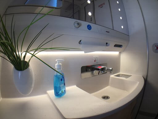 The toilet facilities in the Finnair A350 Business Class cabin