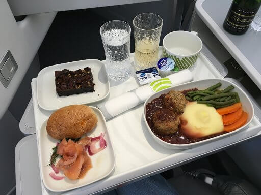 Lunch on our Finnair A350 Business Class flight to Helsinki