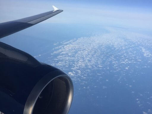 View out of the window over the wing from a Club Europe seat on BA700 from London Heathrow to Vienna