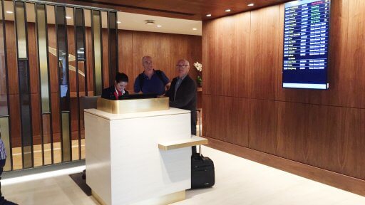 Qantas' new London Lounge can be found in the Lounge B area next to the Cathay Pacific lounge & American Airlines Admirals Club.