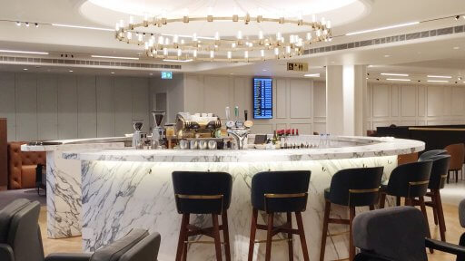 Upstairs, there's a circular marble bar, which dominates the runway side of the upper floor. There’s a good range of Australian and New Zealand wines as well as a couple of French ones. They also offer sparkling wines & Perrier-Jouët Champagne.