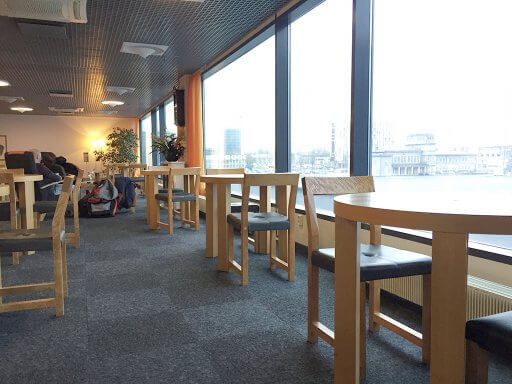 Some of the tables in the Tallinn Airport Business Lounge have views of the apron & runway