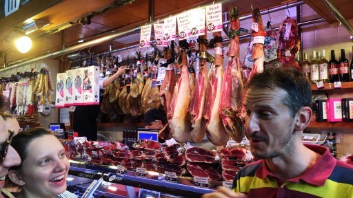As we went around La Boqueria our guide explained about the different products. This included a lesson on the different types of Spanish ham and a bit of ham tasting. Knowing now how Iberico ham is produced, I can see why it’s so expensive.